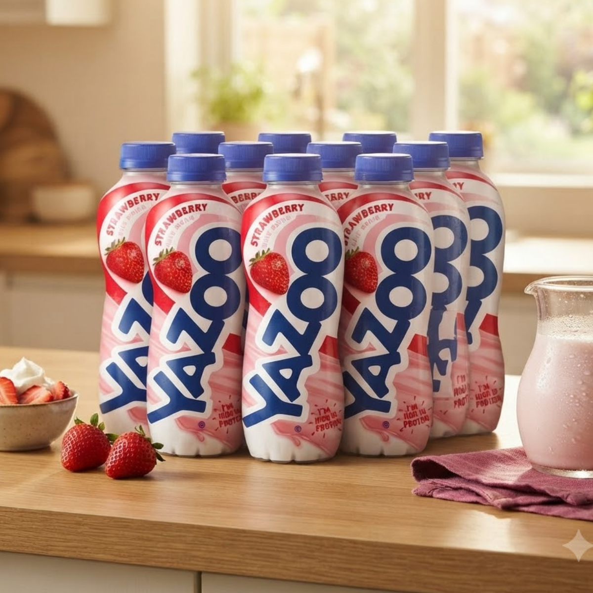 Yazoo Strawberry Milkshake, 10 x 400ml, Source of vitamin B2