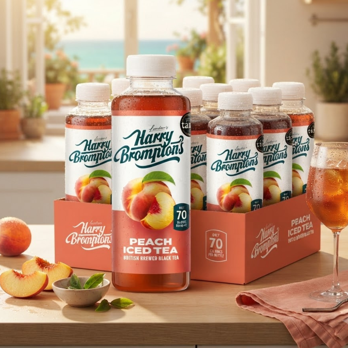 Harry Brompton's Peach Iced Tea, 12 x 500ml, Infused with Real Peaches