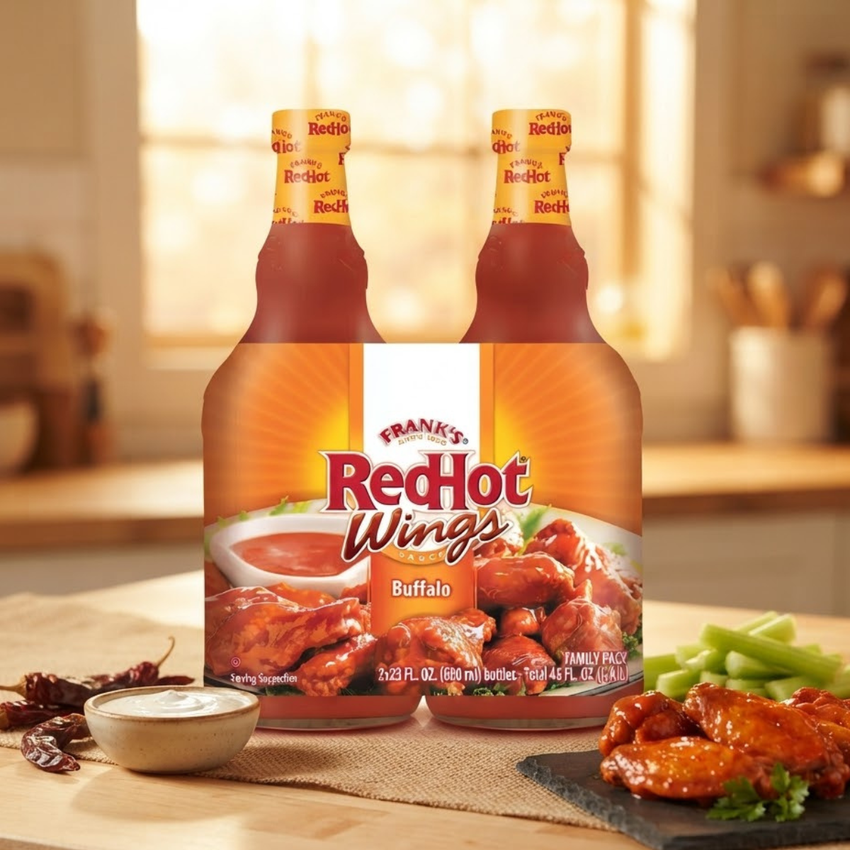 Frank's RedHot Wings Buffalo Sauce, 2 x 680ml - Hot and Spicy Restaurant-Style