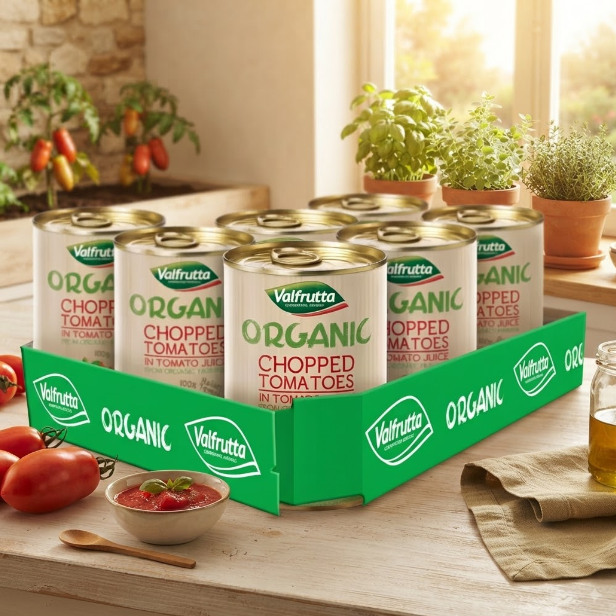 Valfrutta Organic Chopped Tomatoes, 12 x 400g, Pesticide-Free Pantry Essential
