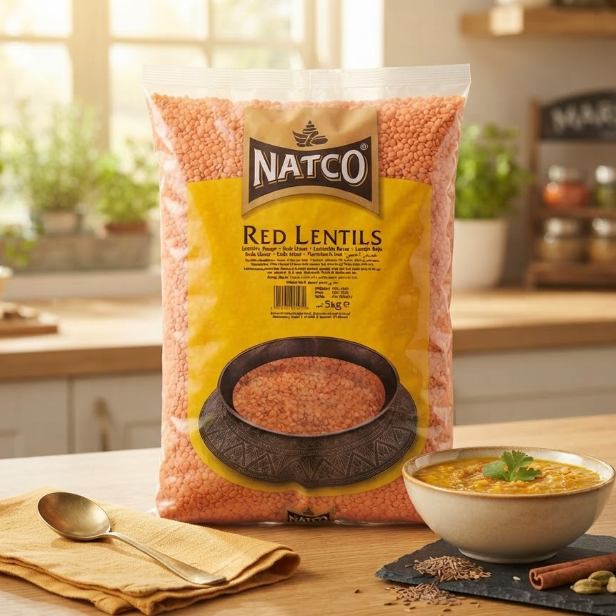 Natco Red Lentils, 5kg, Naturally Rich in Protein