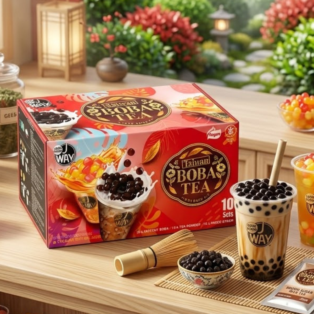 JWAY Taiwan Boba Tea Kit, 10 Sets / 5 Flavours