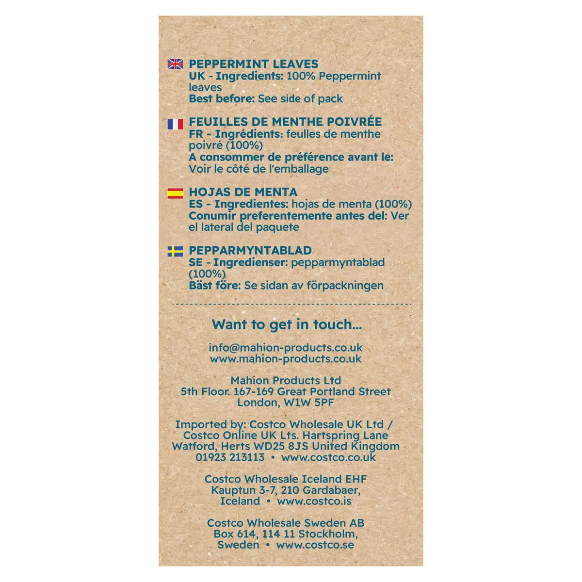 Cafe Tea 100% Peppermint Leaves Teabags, 240 Pack