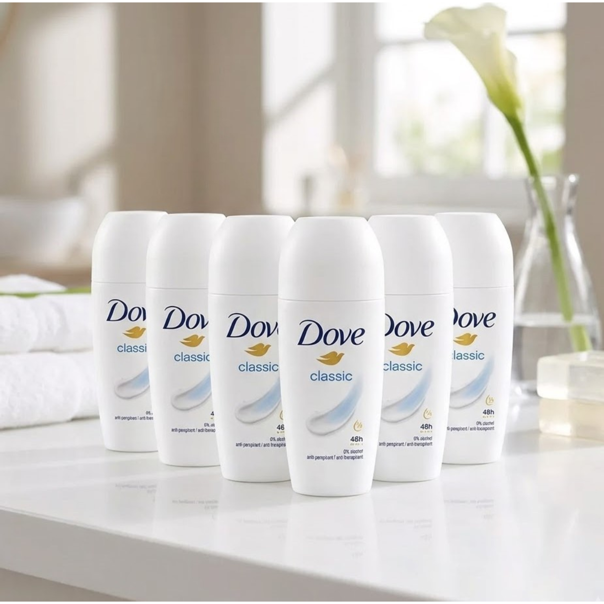 Dove Roll-On Deodorant, 6 x 50ml
