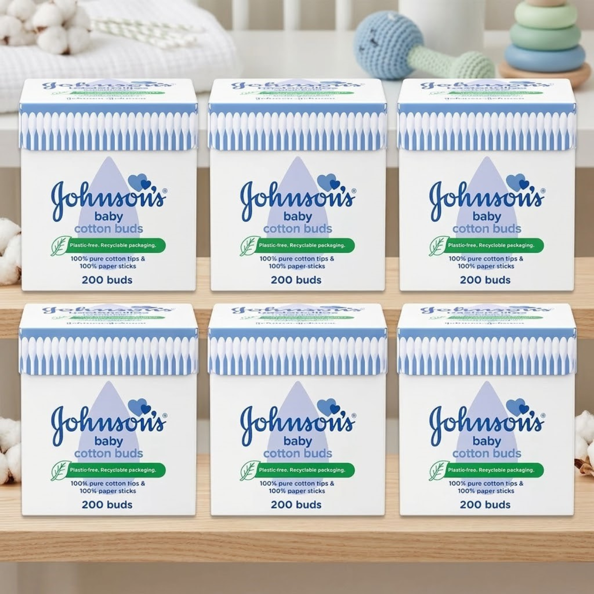 Johnson's Cotton Buds, 6 x 200 Pack