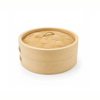 Bamboo Steamer 6 Inch – 1 Basket with Lid for Dumplings & Dim Sum