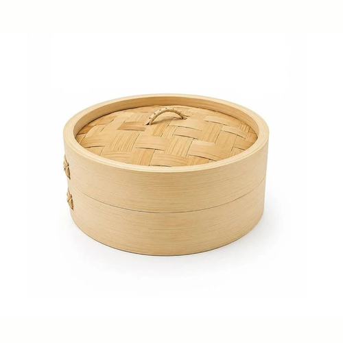 Bamboo Steamer 6 Inch – 1 Basket with Lid for Dumplings & Dim Sum