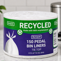 Banquet Recycled Tie Top Pedal Bin Liners, 150 Pack