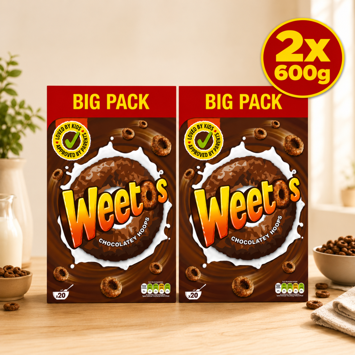 Weetos Chocolatey Hoops, 2 x 600g