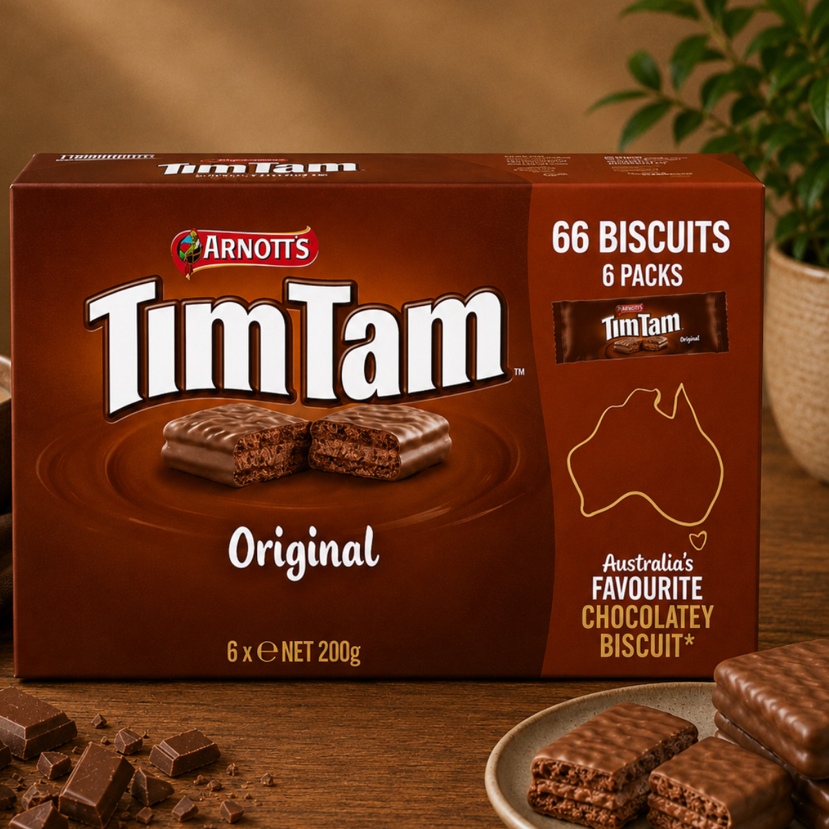 Arnotts Tim Tam Original Chocolate Biscuits, 6 x 200g