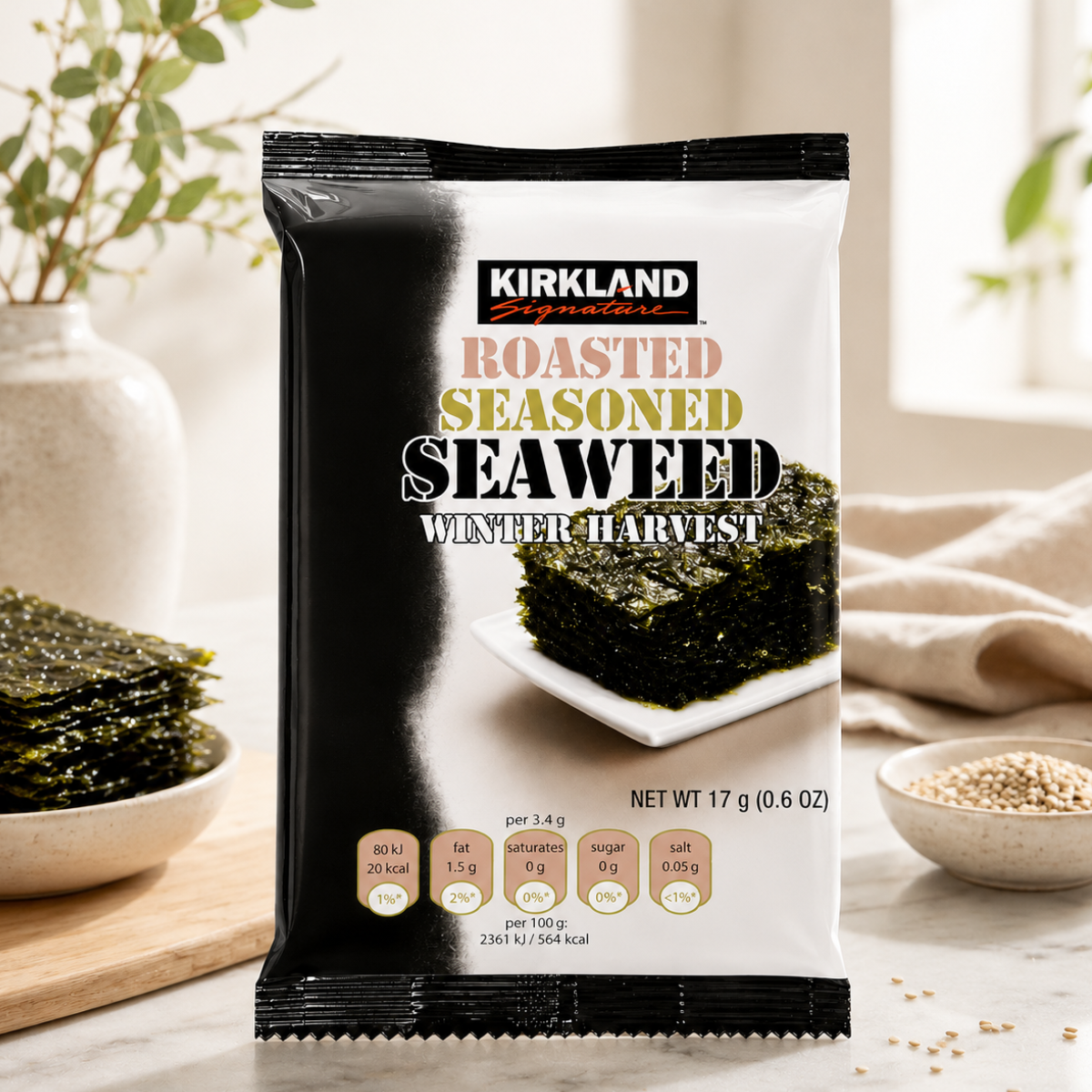 Kirkland Signature Roasted Seasoned Seaweed, 10 x 17g
