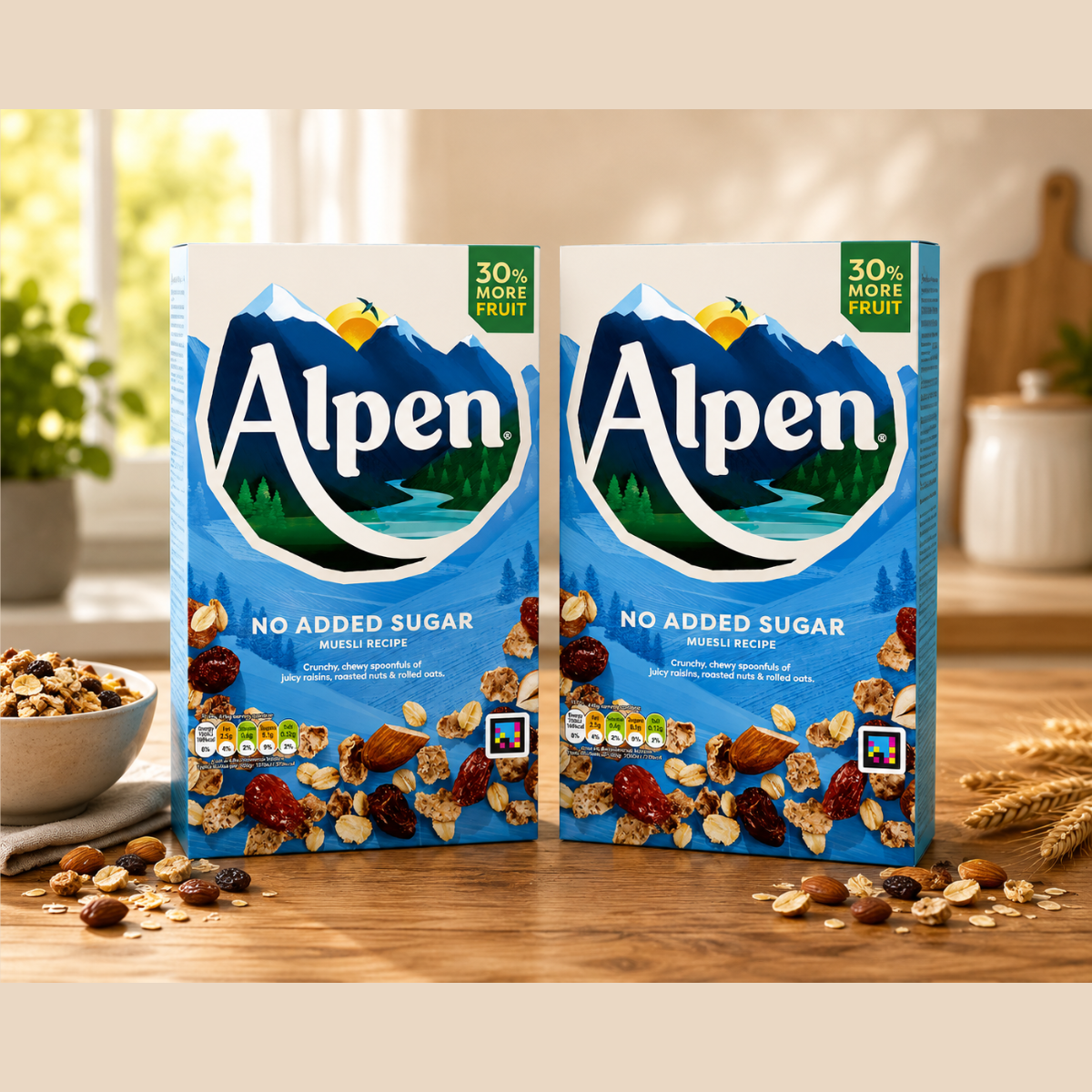 Alpen No Added Sugar Muesli, 2 x 950g