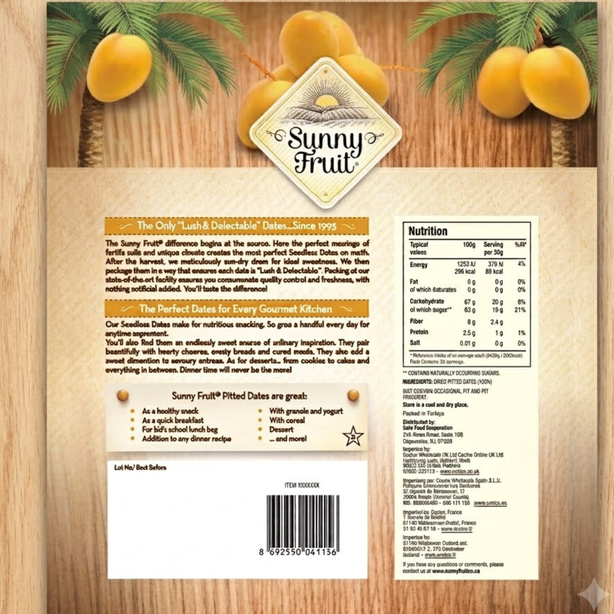 Sunny Fruit Pitted Dates, 1kg