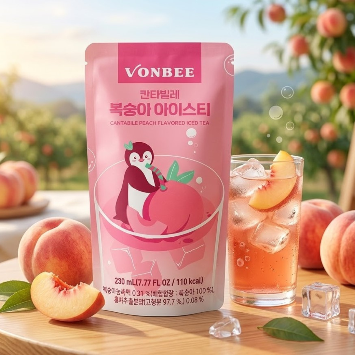 Vonbee Peach Flavoured Iced Tea, 20 x 230ml