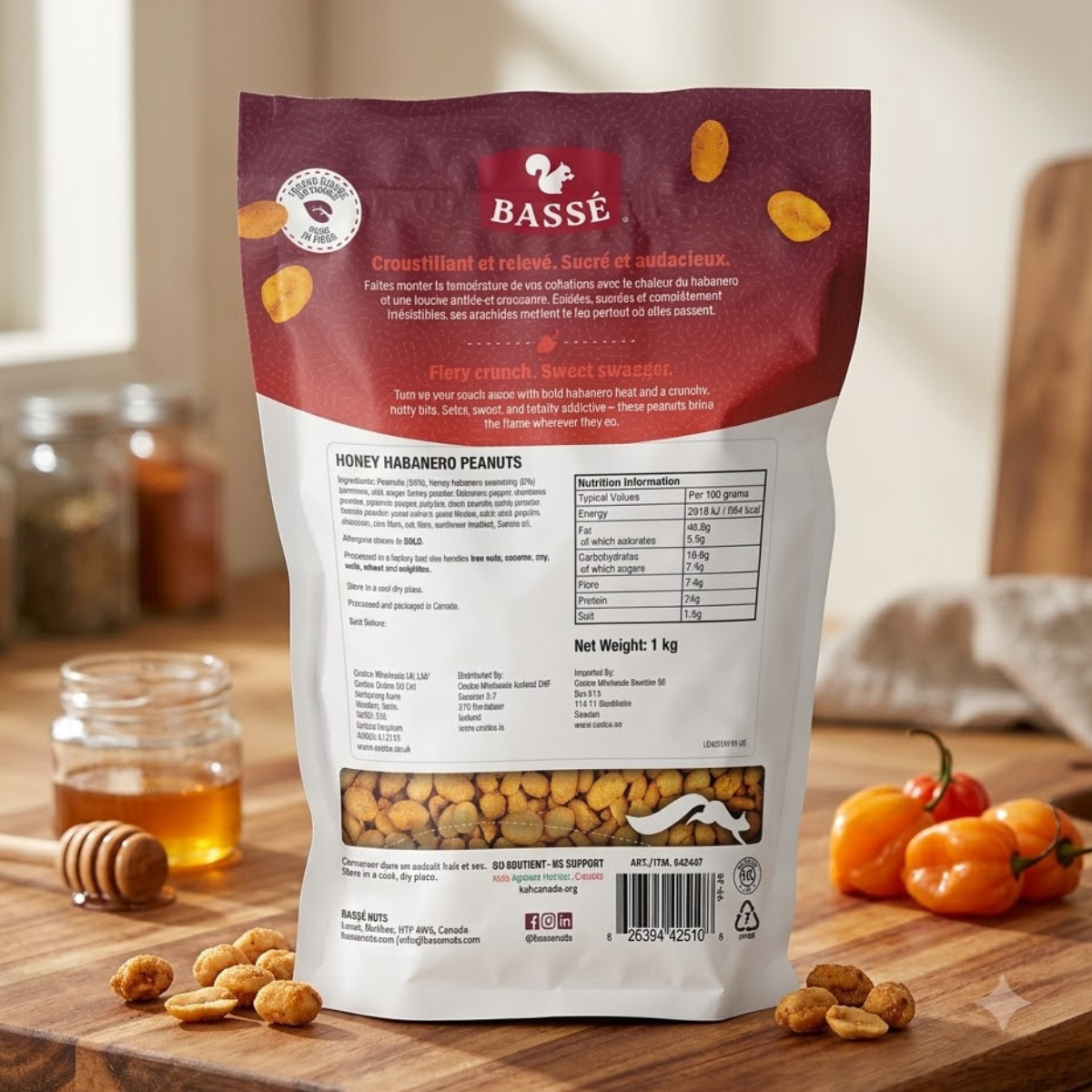 Basse Honey Habenero Peanuts, 1kg