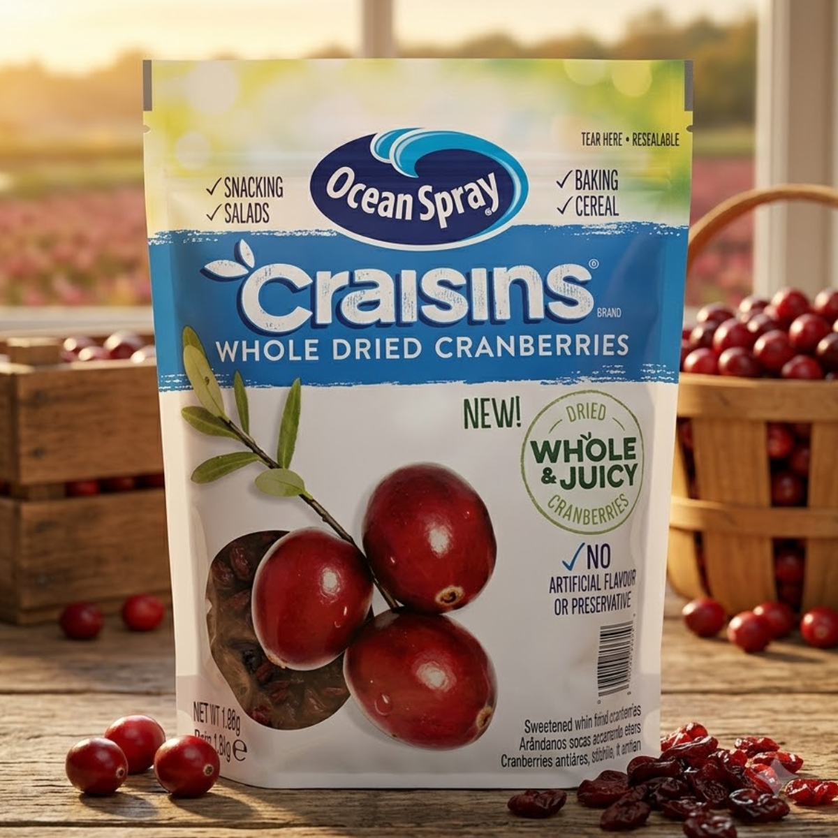 Ocean Spray Craisins Whole Dried Cranberries, 1.36kg