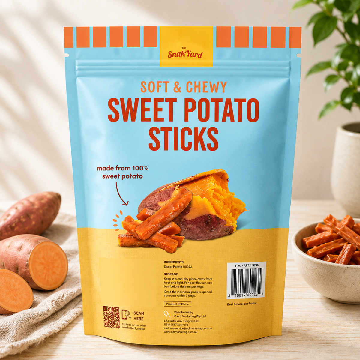 The Snack Yard Soft & Chewy Sweet Potato Sticks, 6 x 80g