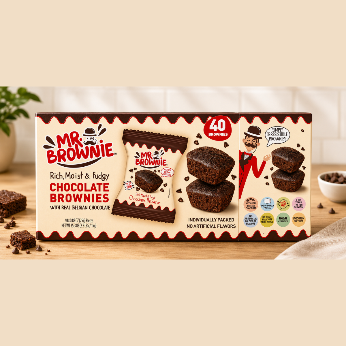 Mr.Brownie Chocolate Brownies, 40x25g