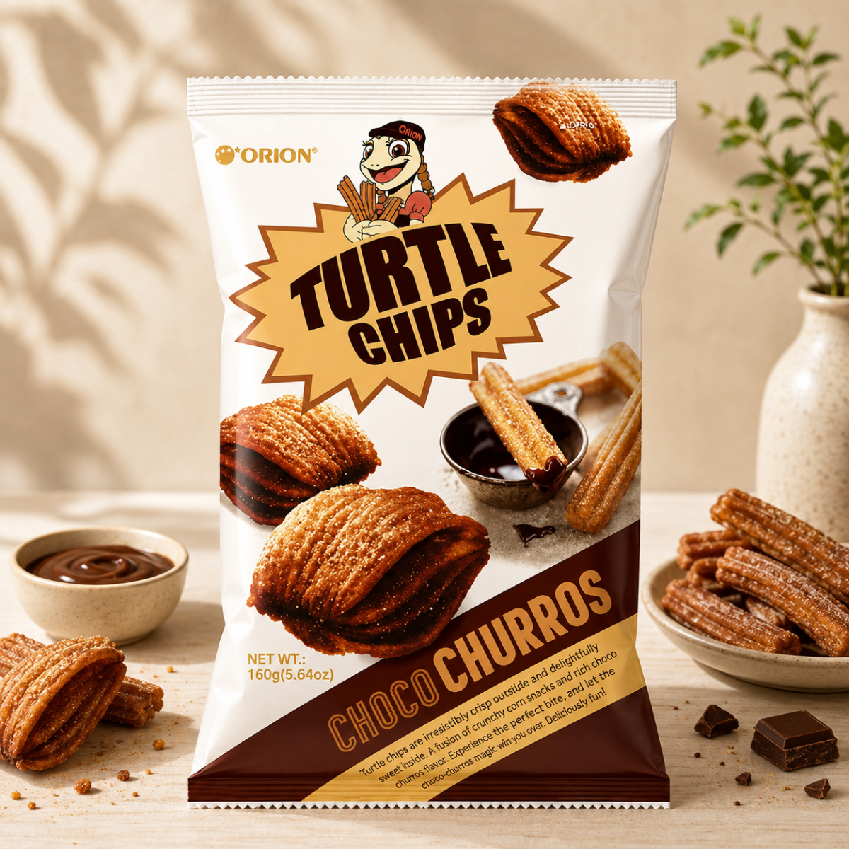 Orion Turtle Chips Choco Churros, 481g
