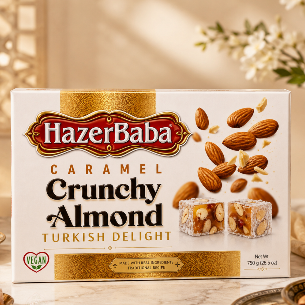 HazerBaba Turkish Delight Caramel & Almond, 750g