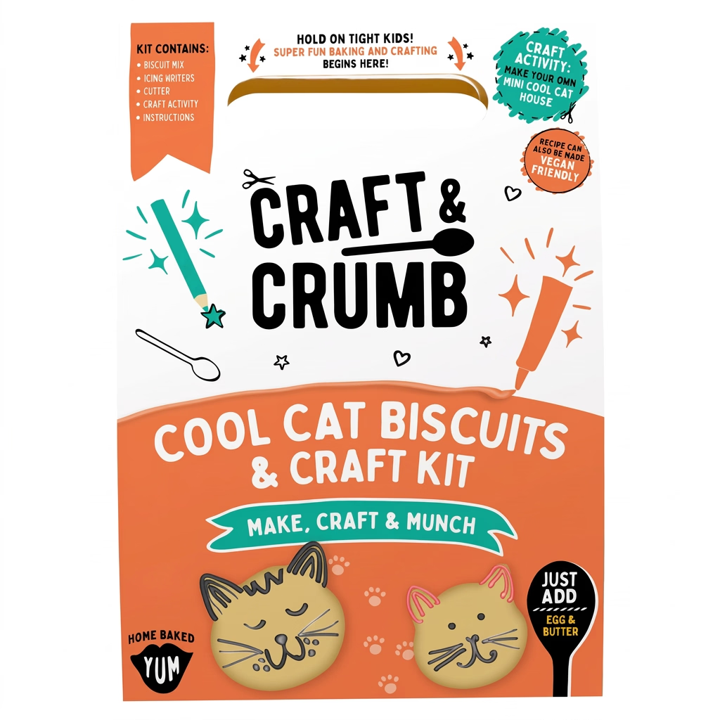 Craft & Crumb Cool Cats Biscuits & Craft kit 249g