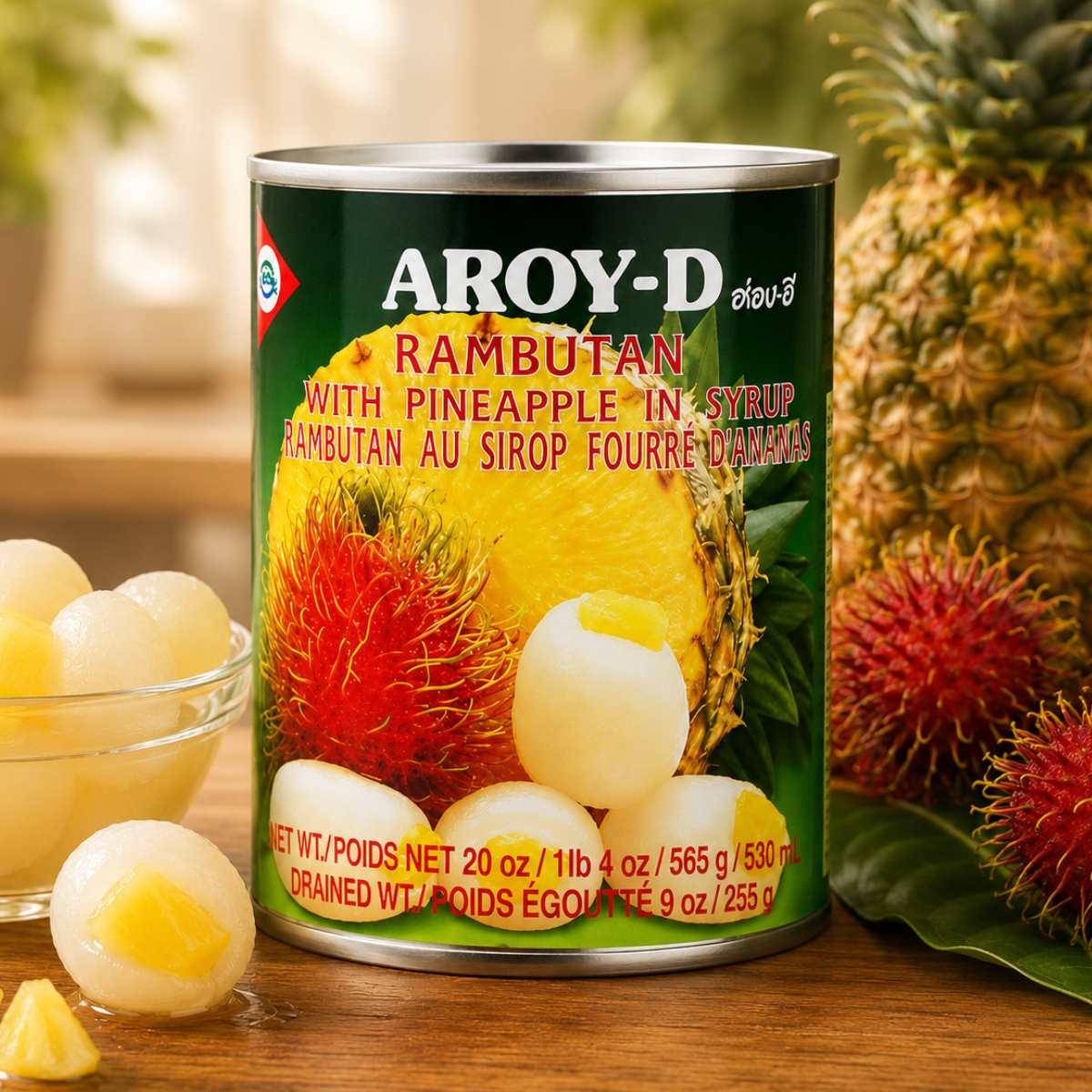 AROY-D Rambutan with Pineapple Syrup 565G