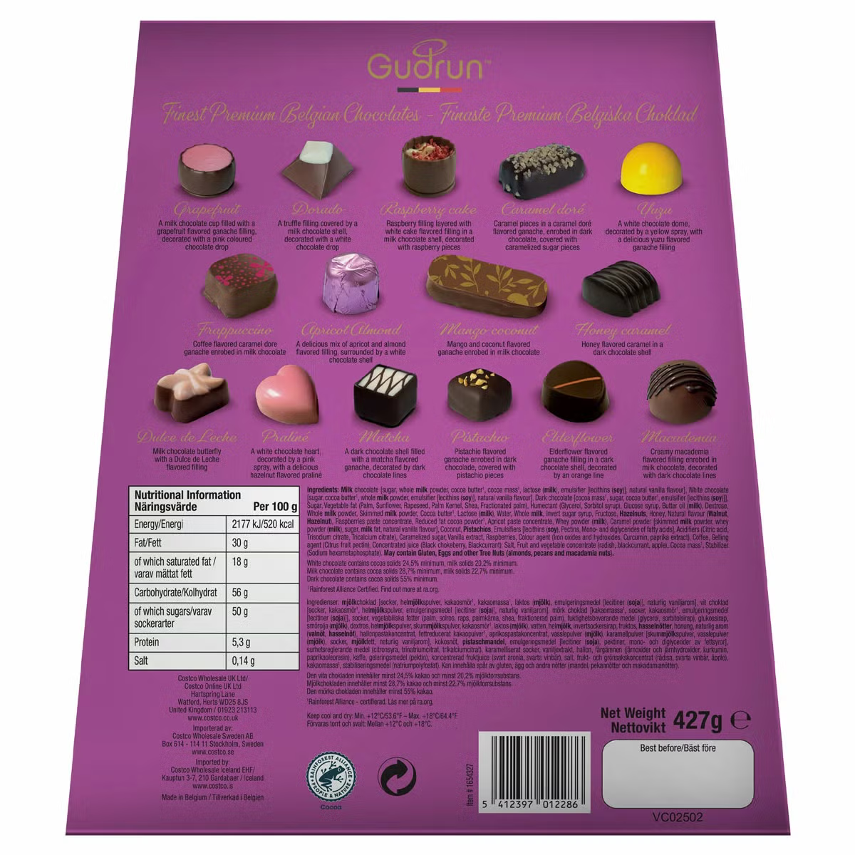 Gudrun Belgian Chocolates Bag, 427g in Purple