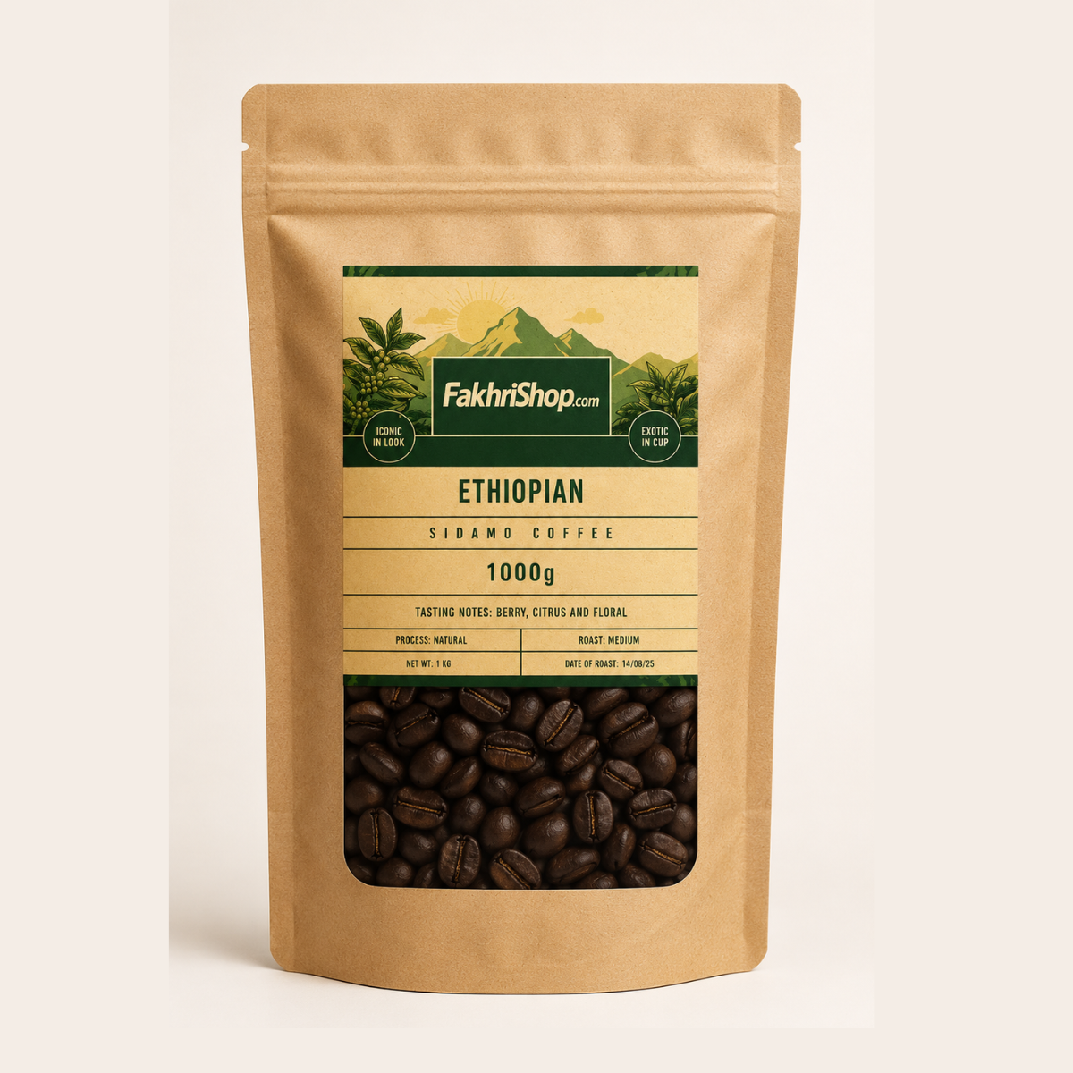 Ethiopian Sidamo Roasted Coffee Beans 1kg