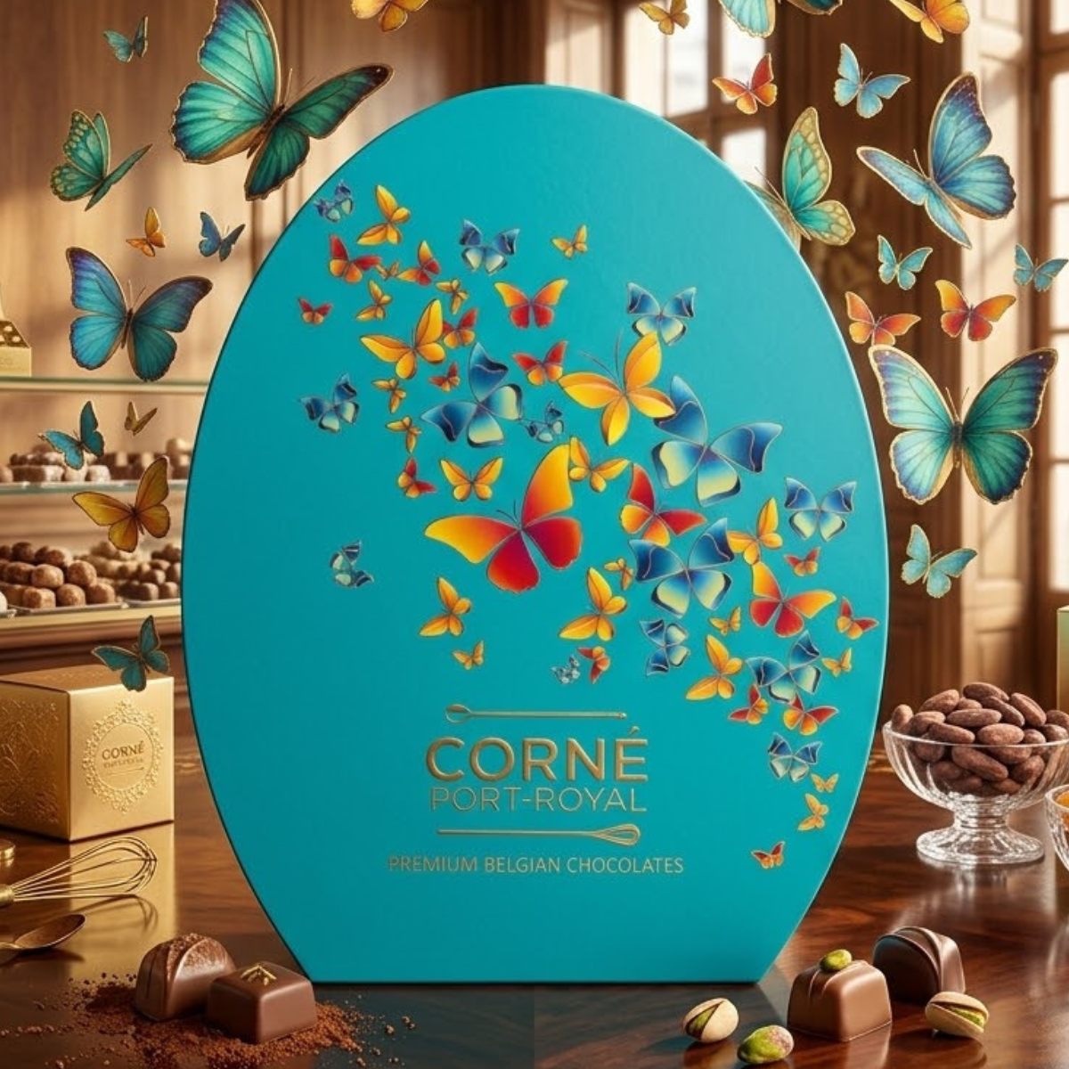 Corne Port-Royal Premium Belgian Chocolates Spring Box, 396g in Blue