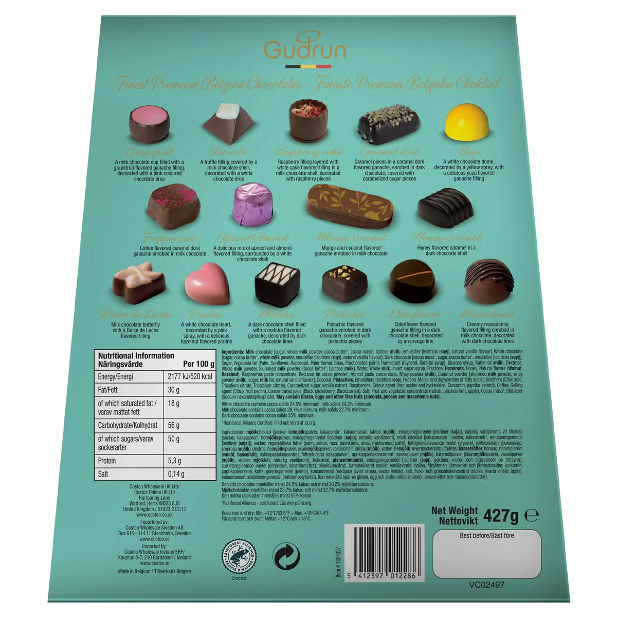 Gudrun Belgian Chocolates Bag, 427g in Blue