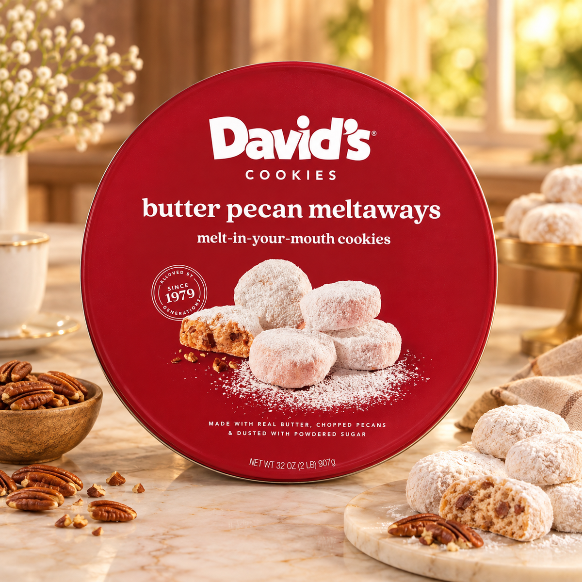 David's Cookies Butter Pecan Meltaways, 907g (Pack of 1)