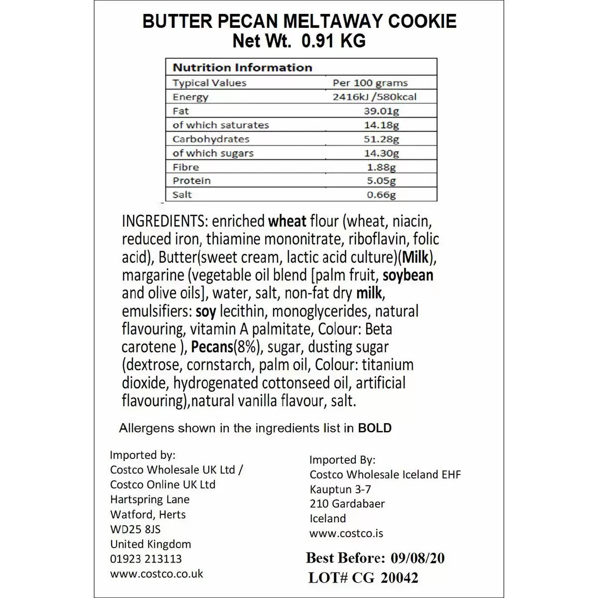 David's Cookies Butter Pecan Meltaways, 907g (Pack of 1)