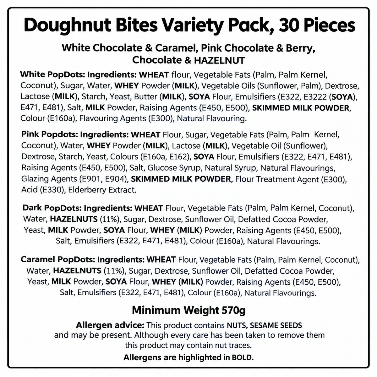 Doughnut Bites Variety Pack, 30 Pieces