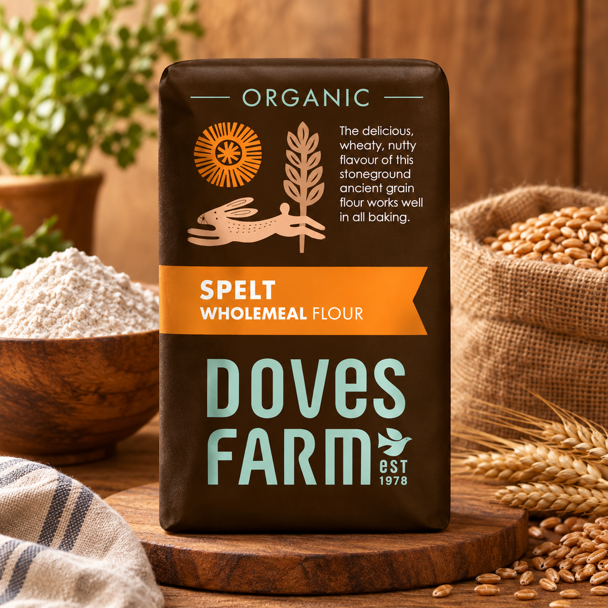 Doves Farm Organic Spelt Wholemeal Flour 1Kg (Pack of 1)