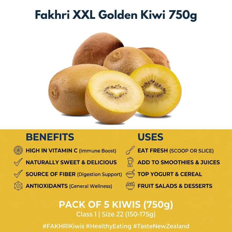 Extra Large Golden Kiwi 750g, New Zealand Grown (5 Kiwis)