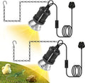 Fakhri 2 Pack E27 Reptile Black Ceramic Heat Lamp Holders with 39" Hanging Chain & 280cm Cable