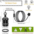 Fakhri 2 Pack E27 Reptile Black Ceramic Heat Lamp Holders with 39" Hanging Chain & 280cm Cable