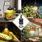 Fakhri 2 Pack E27 Reptile Black Ceramic Heat Lamp Holders with 39" Hanging Chain & 280cm Cable