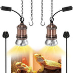 Fakhri 2 Pack E27 Reptile Brown Ceramic Heat Lamp Holders with 39" Hanging Chain & 280cm Cable