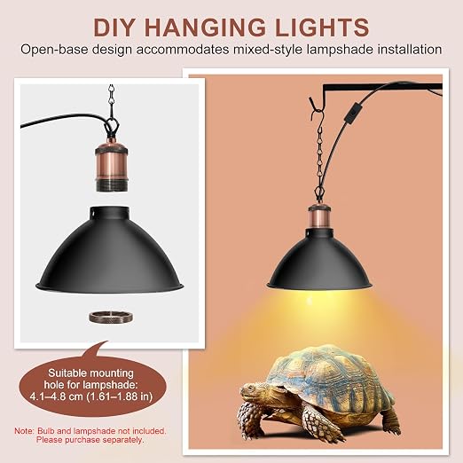 Fakhri 2 Pack E27 Reptile Brown Ceramic Heat Lamp Holders with 39" Hanging Chain & 280cm Cable