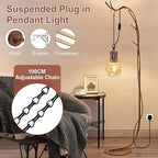 Fakhri 2 Pack E27 Reptile Brown Ceramic Heat Lamp Holders with 39" Hanging Chain & 280cm Cable