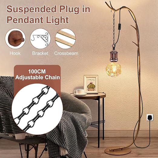 Fakhri 2 Pack E27 Reptile Brown Ceramic Heat Lamp Holders with 39" Hanging Chain & 280cm Cable