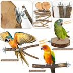 Fakhri 8pcs Apple Branch Wooden Bird Perch Set for Parrots & Small Birds