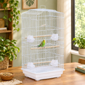 Fakhri 92cm Large Bird Cage with Perches, Food Bowls, Swing, White