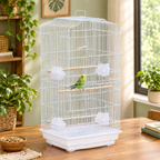 Fakhri 92cm Large Bird Cage with Perches, Food Bowls, Swing, White