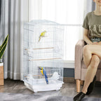 Fakhri 92cm Large Bird Cage with Perches, Food Bowls, Swing, White