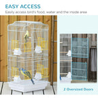 Fakhri 92cm Large Bird Cage with Perches, Food Bowls, Swing, White