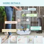 Fakhri 92cm Large Bird Cage with Perches, Food Bowls, Swing, White
