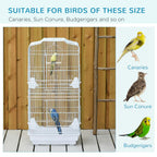 Fakhri 92cm Large Bird Cage with Perches, Food Bowls, Swing, White