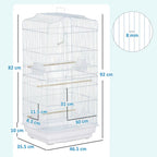 Fakhri 92cm Large Bird Cage with Perches, Food Bowls, Swing, White